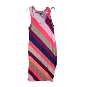 TOMMY BAHAMA Dress Rainbow Stripes Striped Sleeveless Sundress Sz Large